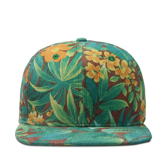 Custom Floral Snapback Hat Flat Brim